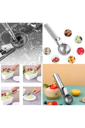 Paslanmaz Çelik Inox Dondurma Kaşığı - Karpuz Kurabiye Köfte Helva Porsiyonlama - Top Şekillendirici