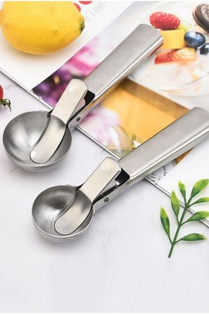 Paslanmaz Çelik Inox Dondurma Kaşığı - Karpuz Kurabiye Köfte Helva Porsiyonlama - Top Şekillendirici