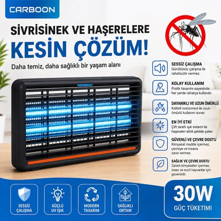 Zincirli 30W Elektrikli Sinek Öldürücü – Etkili Koruma, Sessiz ve Hijyenik Sivrisinek Haşere Kovucu