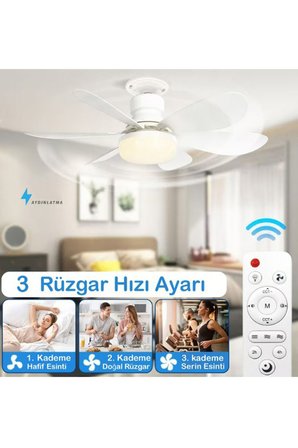 Uzaktan Kumandalı Işıklı Tavan Vantilatörü – 30W Ledli ve 3 Kademeli Akıllı Fan – Sessiz Vantilatör