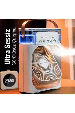 Buzlu Su Tanklı Buharlı Serinletici Fan Taşınabilir Mini Fan LED Işıklı Hava Soğutucu Vantilatör
