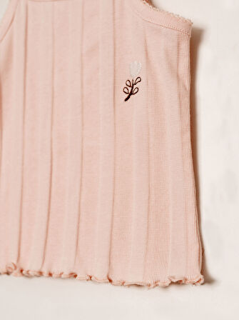 Jakarlı Örmeli Askılı Atlet Şort Bebe Takımı