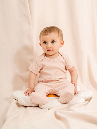 Jakarlı Çıtçıtlı Body Patikli Alt Bebek Takımı