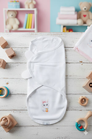 Baskılı Kulaklı Bebek Kundağı 0-3 ay