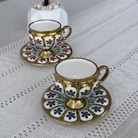 Oscar 2 Kişilik Kahve Fincan Takımı - 90 ml SCT-06177/8 (Pembe-Mavi)