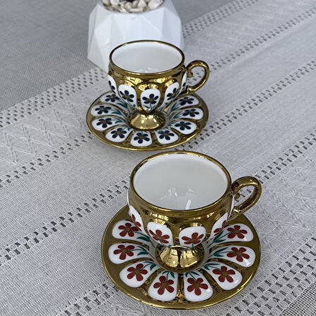 Oscar 2 Kişilik Kahve Fincan Takımı - 90 ml SCT-06177/8 (Pembe-Mavi)