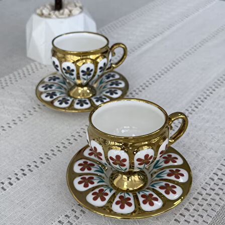 Oscar 2 Kişilik Kahve Fincan Takımı - 90 ml SCT-06177/8 (Pembe-Mavi)