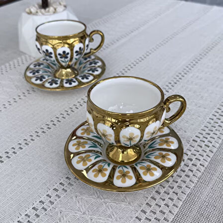 Oscar 2 Kişilik Kahve Fincan Takımı - 90 ml SCT-06177/8 (Mavi-Sarı)
