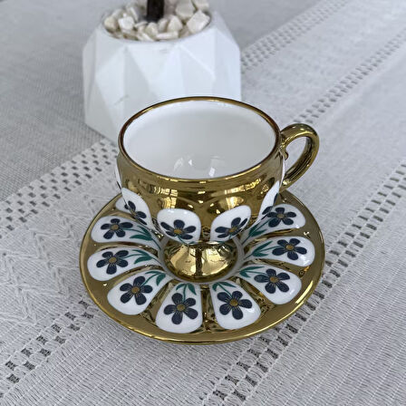 Oscar 2 Kişilik Kahve Fincan Takımı - 90 ml SCT-06177/8 (Mavi-Sarı)