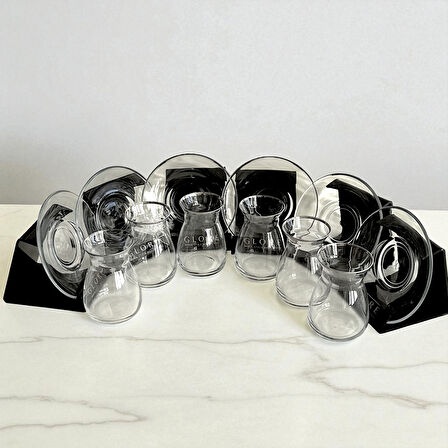 Sudedi Home Cam Çay Bardağı ve Tabağı 6'lı Set