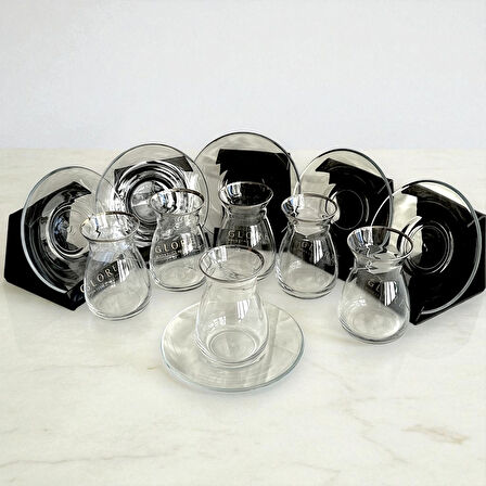 Sudedi Home Cam Çay Bardağı ve Tabağı 6'lı Set