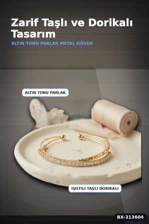 Pirinç Dorikali Zirkon Taşlı Kadın Bileklik - 1 Adet Tonu Takı Aksesuarı BX-313604