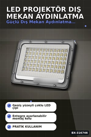 LED Projektör 100W 3200K Gün Işığı IP64 Dış Mekan Aydınlatması 8200 Lümen 1 Adet BX-316746