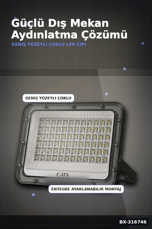 LED Projektör 100W 3200K Gün Işığı IP64 Dış Mekan Aydınlatması 8200 Lümen 1 Adet BX-316746