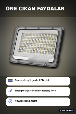 LED Projektör 100W 3200K Gün Işığı IP64 Dış Mekan Aydınlatması 8200 Lümen 1 Adet BX-316746