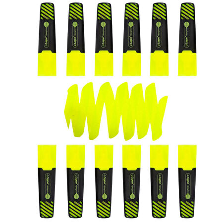 Liqeo Liquid Flat Fosforlu Kalem (H-3128) 12 Adet Sarı