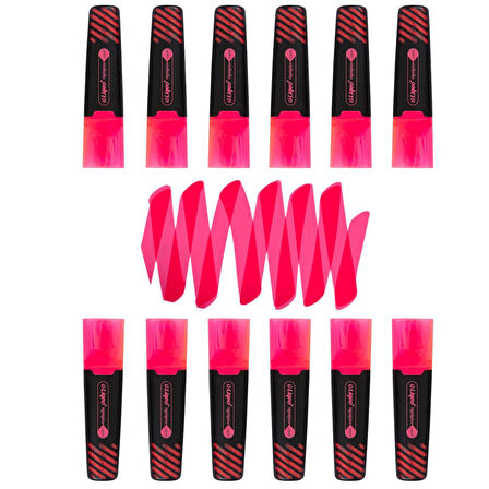 Liqeo Liquid Flat Fosforlu Kalem (H-3128) 12 Adet Pembe