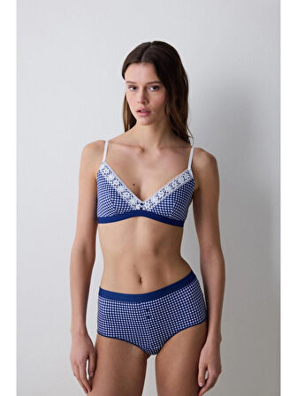 Penti Desenli Triangle Lacivert Sütyen