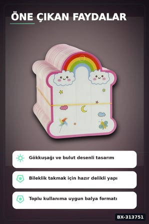 8x10 cm Bileklik Kartı 200 Adet Balya - Çocuk Bilek Kartı, Organizer Aksesuarı BX-313751
