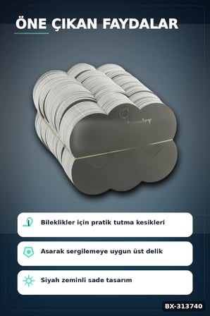 Mukavva Bileklik Toka Kartı 6.5x7.5 Cm 200 Adet Balya Takı Düzenleyici Organizer BX-313740