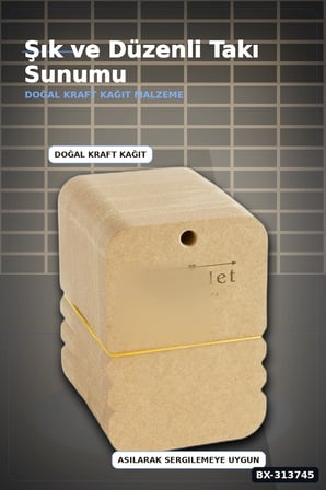 100 Adet Kraft Yan Bileklik Kartı - 7.5x10 cm Toka Boyu, Takı Organizeri BX-313745