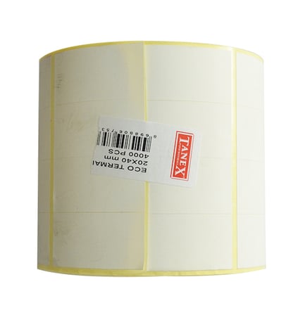 Tanex Barkod Etiketi Termal Eco 20X40 Mm 25 Mm Çap 4000 Li 4 Lü (6 Lı Paket)