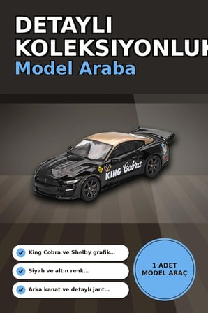 Siyah Altın Kaplamalı 1/64 Diecast Shelby GT500 Dragon Snake Konsept Model Araba BX-313355
