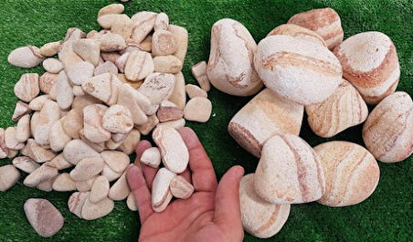 Sarı Çizgili Dolomit Taş 8 Kg 2-4 Cm Renkli Dolomit Dekoratif Taş