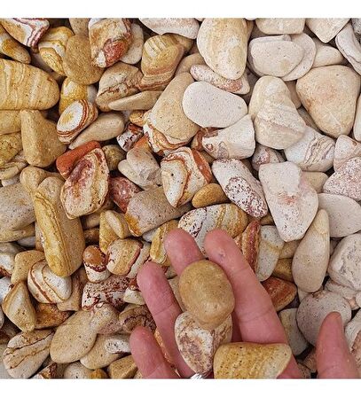 Sarı Çizgili Dolomit Taş 8 Kg 2-4 Cm Renkli Dolomit Dekoratif Taş