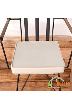 40x40 Bej Su ve Leke İtici Fermuarlı Bağcıklı Bej Biyeli Sandalye Minderi 5 cm