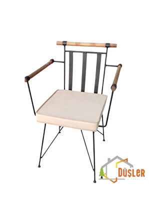 40x40 Bej Su ve Leke İtici Fermuarlı Bağcıklı Bej Biyeli Sandalye Minderi 5 cm