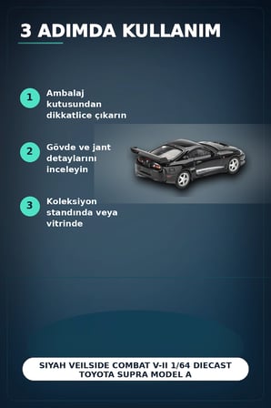 Siyah VeilSide Combat V-II 1/64 Diecast Toyota Supra Model Araba Tekli Koleksiyon BX-313386