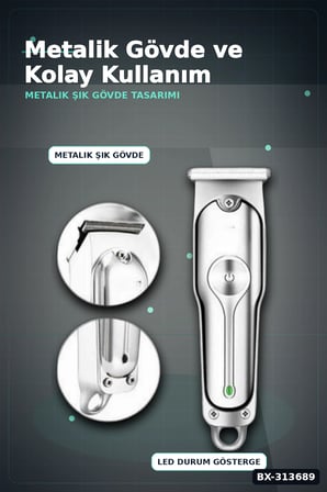 3 Kademeli Tıraş Makinesi Paslanmaz Çelik Bıçaklı 2 Saat Kullanım USB Şarjlı BX-313689