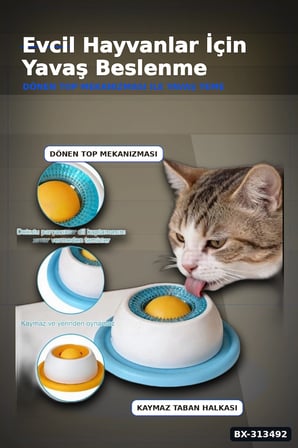 Dönen Toplu 15 cm Yavaş Yeme Kabı - Sıvı Mama ve Ödül İçin, Kedi Köpek Aksesuarı BX-313492