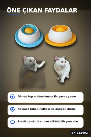 Dönen Toplu 15 cm Yavaş Yeme Kabı - Sıvı Mama ve Ödül İçin, Kedi Köpek Aksesuarı BX-313492