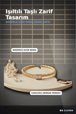 Kare Kesim Zirkon Taşlı Kaplama Pirinç Bileklik - Kadın Takı Aksesuarı BX-313593