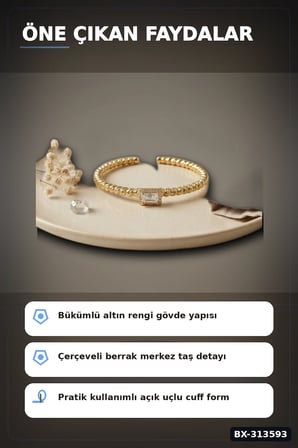 Kare Kesim Zirkon Taşlı Kaplama Pirinç Bileklik - Kadın Takı Aksesuarı BX-313593