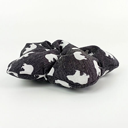 WoodyCord El Yapımı Gri Kutup Ayısı Desenli Pofuduk Scrunchie Toka
