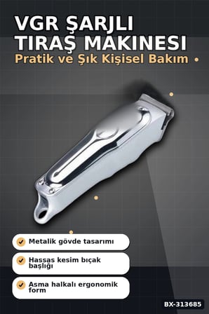 3 Başlıklı Şarjlı Tıraş Makinesi Paslanmaz Çelik Taraklı 14 cm 40 gr Sakal Saç Ense Tıraşı BX-313685