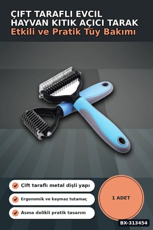 Çift Taraflı Evcil Hayvan Kıtık Açıcı Tarak - 1 Adet, Köpek Kedi Tüy Bakımı BX-313454