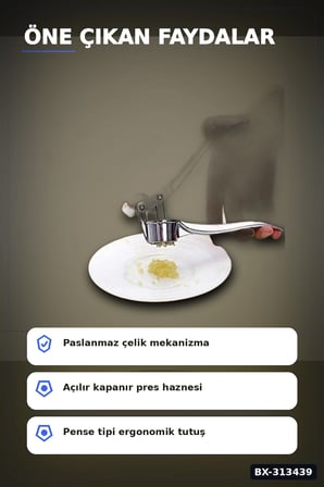 Mekanik Pense Formlu 14.5 cm Paslanmaz Çelik Sarımsak Ezici Alet 1 Adet BX-313439