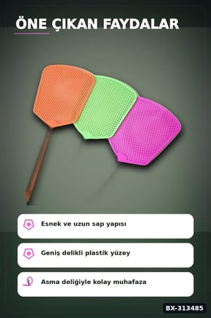 Esnek Saplı Geniş Delikli Sinek Raketi 1 Adet Ev Ofis Bahçe Yazlık Kullanımı BX-313485