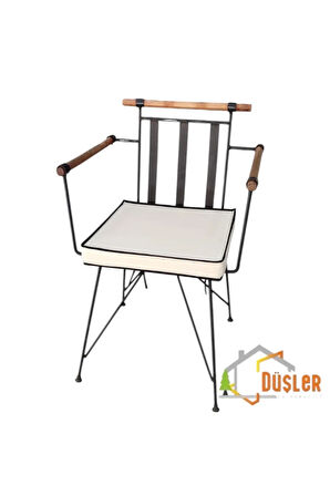 40x40 Krem Su ve Leke İtici Fermuarlı Bağcıklı Siyah Biyeli Sandalye Minderi 5 cm