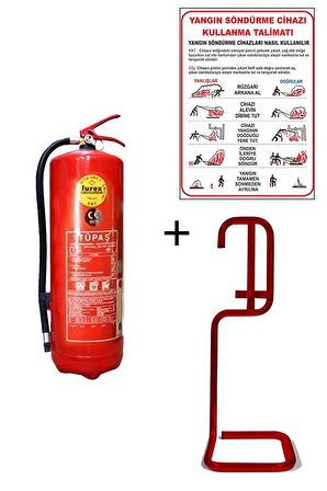 6KG TÜPAŞ YANGIN TÜPÜ,YANGIN TÜPÜ KULLANIM TALİMATI VE KARE SEHPA 3LÜ SET