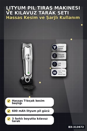 600 Mah Lityum Pil 3 Taraklı Tıraş Makinesi Lazer Epilasyon Öncesi Kısaltma BX-313672