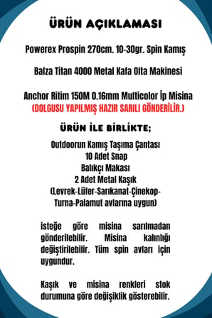 Powerex Prospin 270cm 10-30gr Balza Titan 4000 Metal Kafa Spin Olta Seti