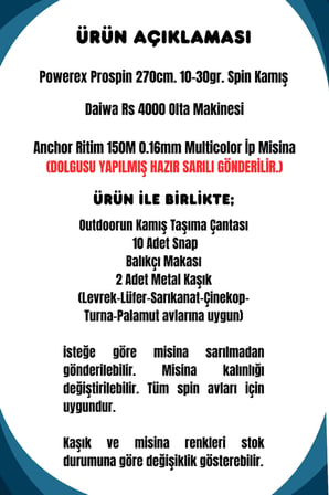 Powerex Prospin 270cm 10-30gr Daiwa RS 4000 Metal Kafa Spin Olta Seti