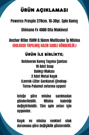Powerex Prospin 270cm 10-30gr Fx 4000 Metal Kafa Spin Olta Seti