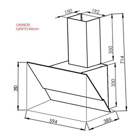 Ukinox LENTO Davlumbaz, 60cm, Siyah cam