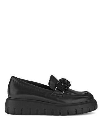 Siyah Kadın Deri Loafer 55301